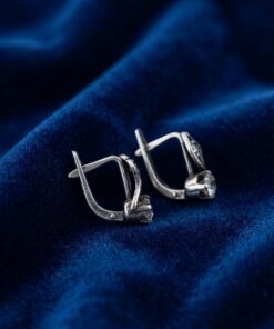 Vintage Soviet USSR 875 Silver Earrings – Collectible – Clear Stones – English Lock~213