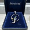Vintage 925 Sterling Silver Parrot on Hoop Pendant with Coloured Stones~217