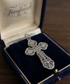 Vintage 925 Sterling Silver Filigree Orthodox Crucifix Pendant~217