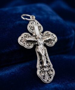 Vintage 925 Sterling Silver Filigree Orthodox Crucifix Pendant~217