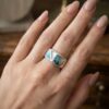 Vintage 925 Sterling Silver Band Ring with Turquoise & Mother of Pearl Inlay – Size P~207