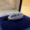 ~Sterling Silver 925 Tanzanite Five Stone Ring with White Stone Accents – Size O ~207