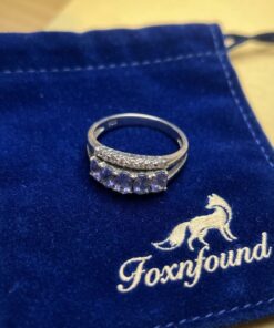 ~Sterling Silver 925 Tanzanite Five Stone Ring with White Stone Accents – Size O ~207