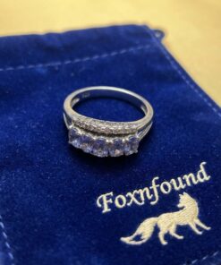 ~Sterling Silver 925 Tanzanite Five Stone Ring with White Stone Accents – Size O ~207