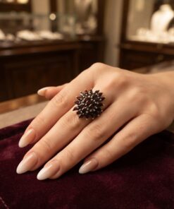 Vintage Sterling Silver 925 Garnet Cluster Ring – Ukrainian Hallmark – UK Size N