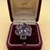 Sterling Silver 925 Amethyst Cluster Statement Ring – Size O½ – 13g