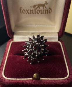 Vintage Sterling Silver 925 Garnet Cluster Ring – Ukrainian Hallmark – UK Size N