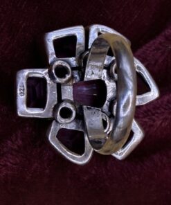 Sterling Silver 925 Amethyst Cluster Statement Ring – Size O½ – 13g
