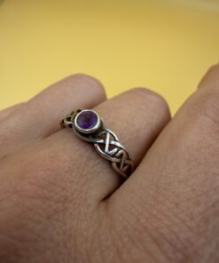 Sterling Silver Celtic Knot Amethyst Ring – UK Size R / US 8.5~207