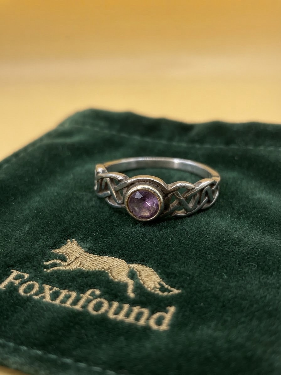 Sterling Silver Celtic Knot Amethyst Ring – UK Size R / US 8.5~207 image 3