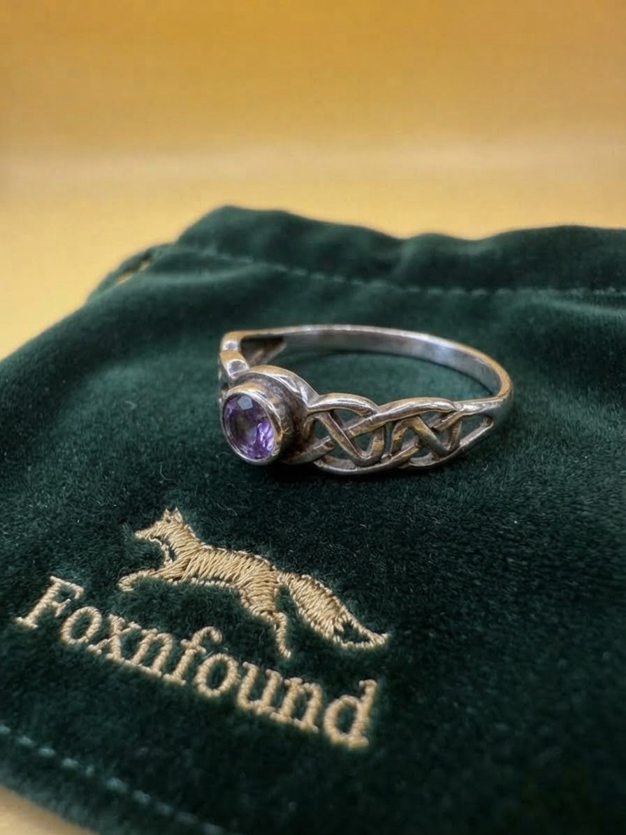 Sterling Silver Celtic Knot Amethyst Ring – UK Size R / US 8.5~207 image 5