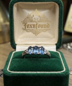 Gemporia TGGC Sterling Silver 925 Blue and white topaz Three Stone Ring – Size P½~218
