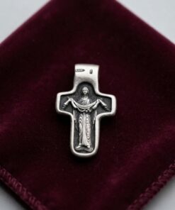 Sterling Silver Orthodox Cross Pendant – St Nicholas & Holy Protection (Pokrova) – 5.9 g~117