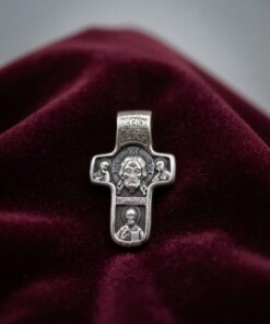 Sterling Silver Orthodox Cross Pendant – St Nicholas & Holy Protection (Pokrova) – 5.9 g~117