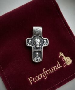 Sterling Silver Orthodox Cross Pendant – St Nicholas & Holy Protection (Pokrova) – 5.9 g~117