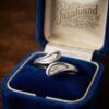 Uk L,Vintage 925 Silver Mother of Pearl Bypass Ring Teardrop Inlay Boho~218