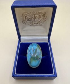 Large Sterling Silver 925 Spiderweb Turquoise Oval Ring Size UK N½ 8.64g