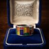 Sterling Silver 925 Enamel Mosaic Wide Band Ring Size UK R 7.42g Mondrian~218