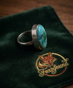 Large Sterling Silver 925 Spiderweb Turquoise Oval Ring Size UK N½ 8.64g