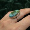 Large Sterling Silver 925 Spiderweb Turquoise Oval Ring Size UK N½ 8.64g