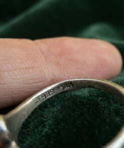 Uk L,Vintage 925 Silver Mother of Pearl Bypass Ring Teardrop Inlay Boho~218
