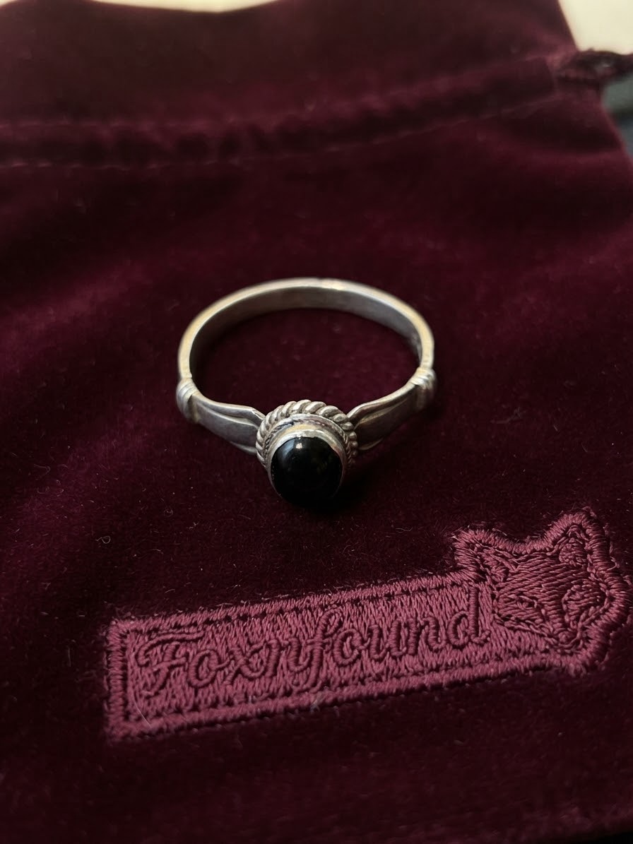 Vintage Sterling Silver 925 Black Onyx Ring Size P / US 7.75~218