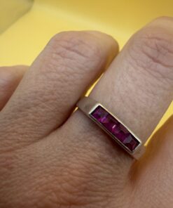 Soviet Vintage Silver 875 Ruby Ring Size 7-7.5~218