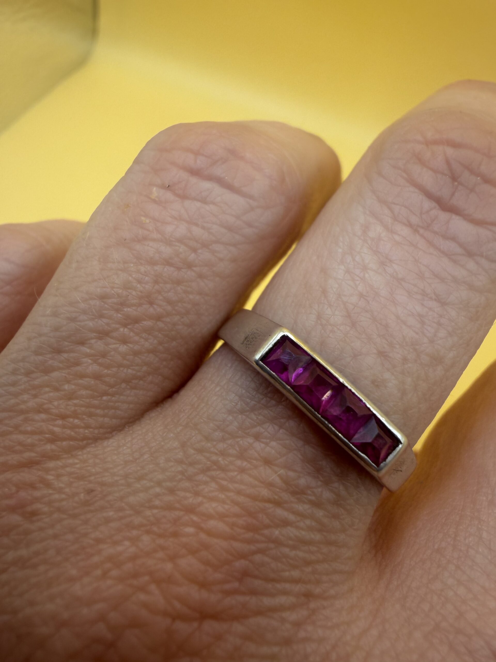 Soviet Vintage Silver 875 Ruby Ring Size 7-7.5~218