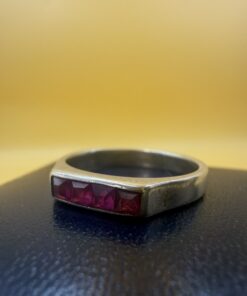 Soviet Vintage Silver 875 Ruby Ring Size 7-7.5~218