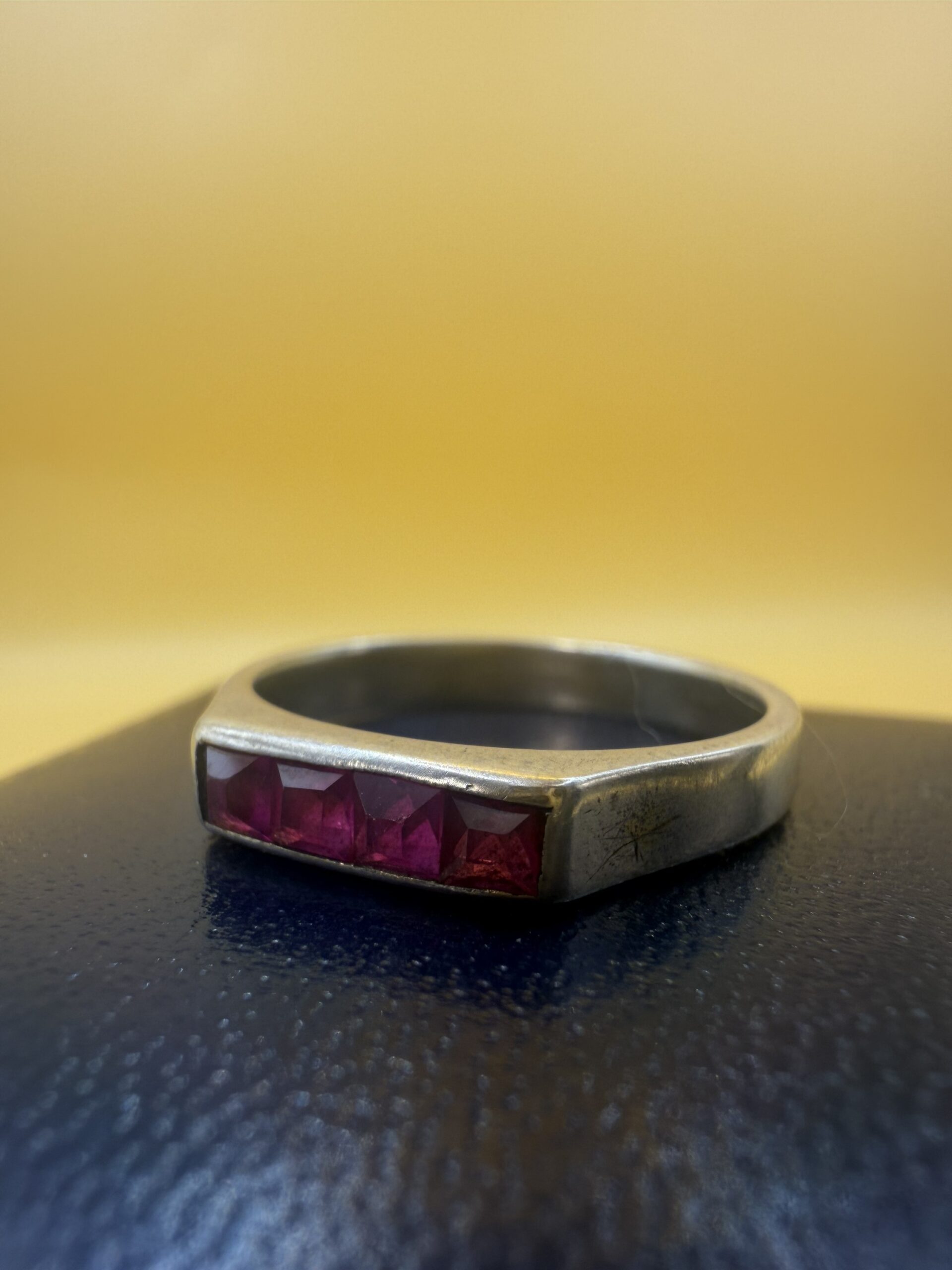 Soviet Vintage Silver 875 Ruby Ring Size 7-7.5~218