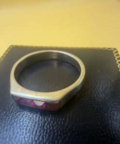 Soviet Vintage Silver 875 Ruby Ring Size 7-7.5~218