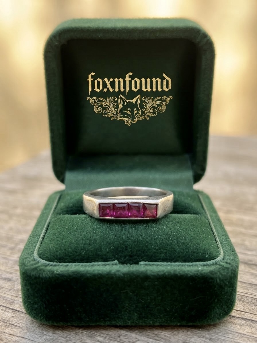 Soviet Vintage Silver 875 Ruby Ring Size 7-7.5~218
