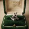Vintage Soviet 60s Sterling Silver 925 Swirl Filigree Ring CZ Stone Size O, us 7~218