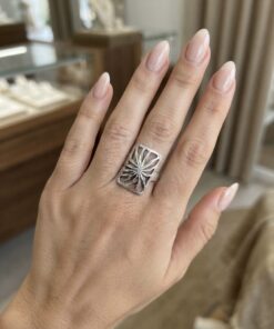 Vintage Sterling Silver 925 Statement Ring - Size 8 (P/Q)~217