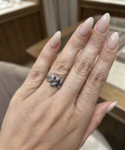 Vintage Sterling Silver Marquise CZ Leaf Cluster Ring – Size M~218
