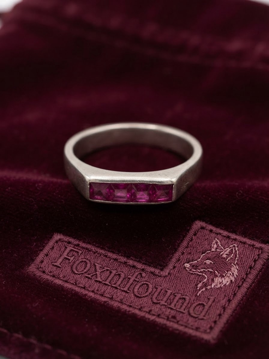 Soviet Vintage Silver 875 Ruby Ring Size 7-7.5~218