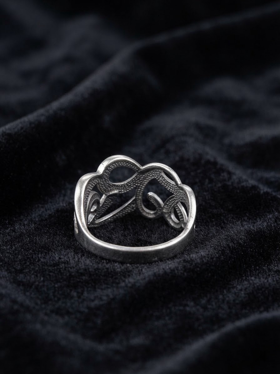 Wide Sterling Silver 925 Openwork Statement Ring (Size L)~217