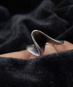 Vintage Sterling Silver Modernist Wavy Ring – UK Size Q / US Size 6.25~218