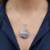 Vibrant Abalone Shell Round Pendant in Silver (Tested, No Hallmark)~219