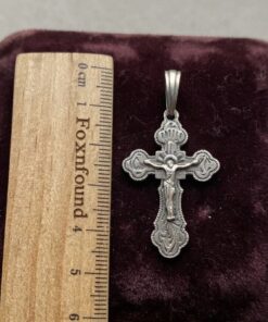Vintage Soviet 925 Sterling Silver Orthodox Crucifix Pendant~219