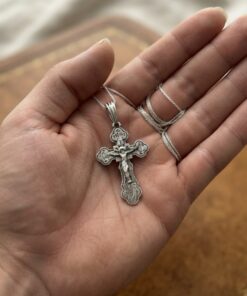 Vintage Soviet 925 Sterling Silver Orthodox Crucifix Pendant~219