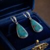 Artisan 925 Sterling Silver Dangle Earrings with Natural Chrysocolla~215