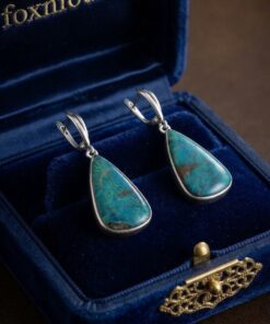 Artisan 925 Sterling Silver Dangle Earrings with Natural Chrysocolla~215