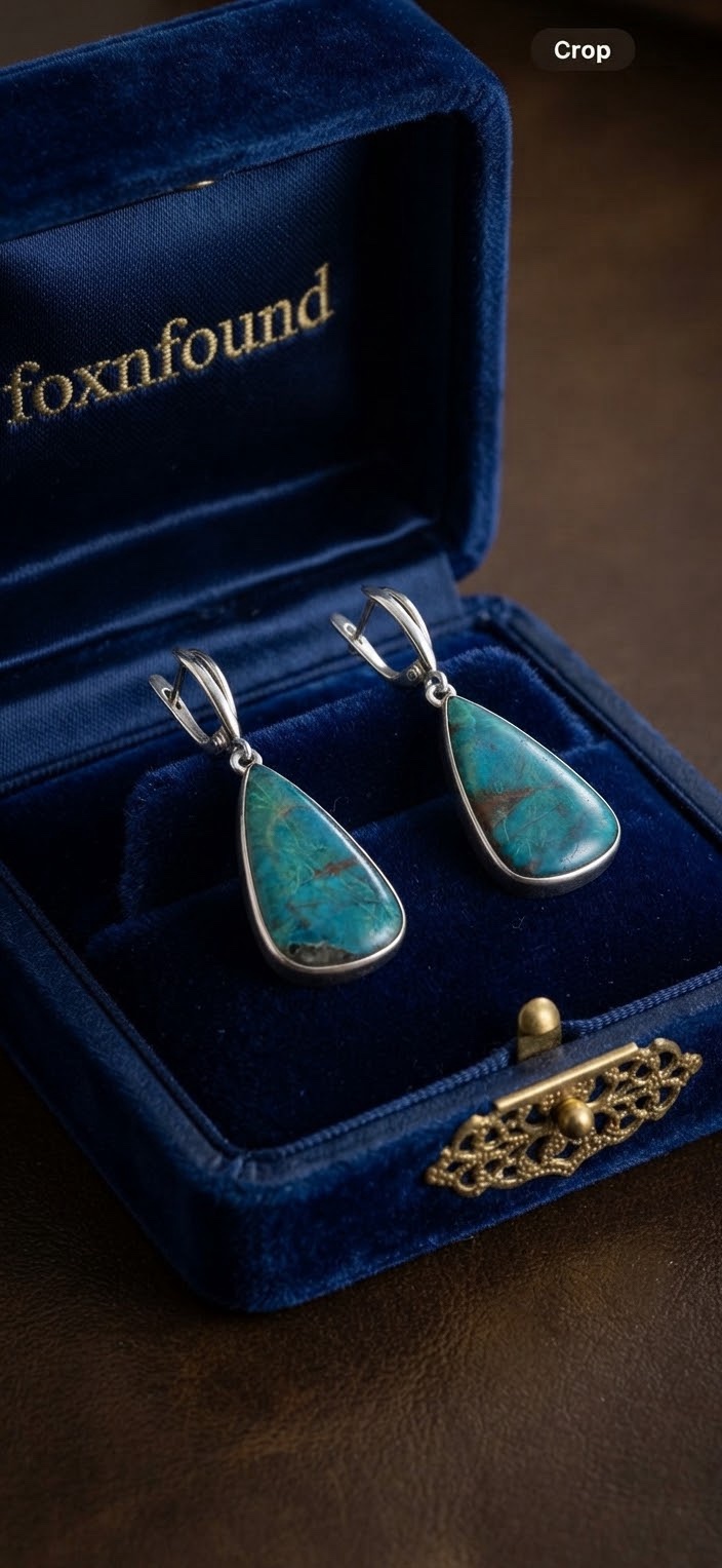 Artisan 925 Sterling Silver Dangle Earrings with Natural Chrysocolla~215