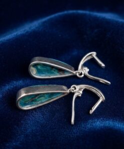 Artisan 925 Sterling Silver Dangle Earrings with Natural Chrysocolla~215