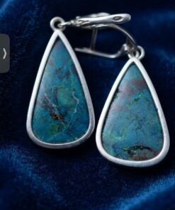 Artisan 925 Sterling Silver Dangle Earrings with Natural Chrysocolla~215