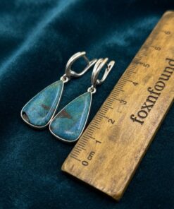 Artisan 925 Sterling Silver Dangle Earrings with Natural Chrysocolla~215