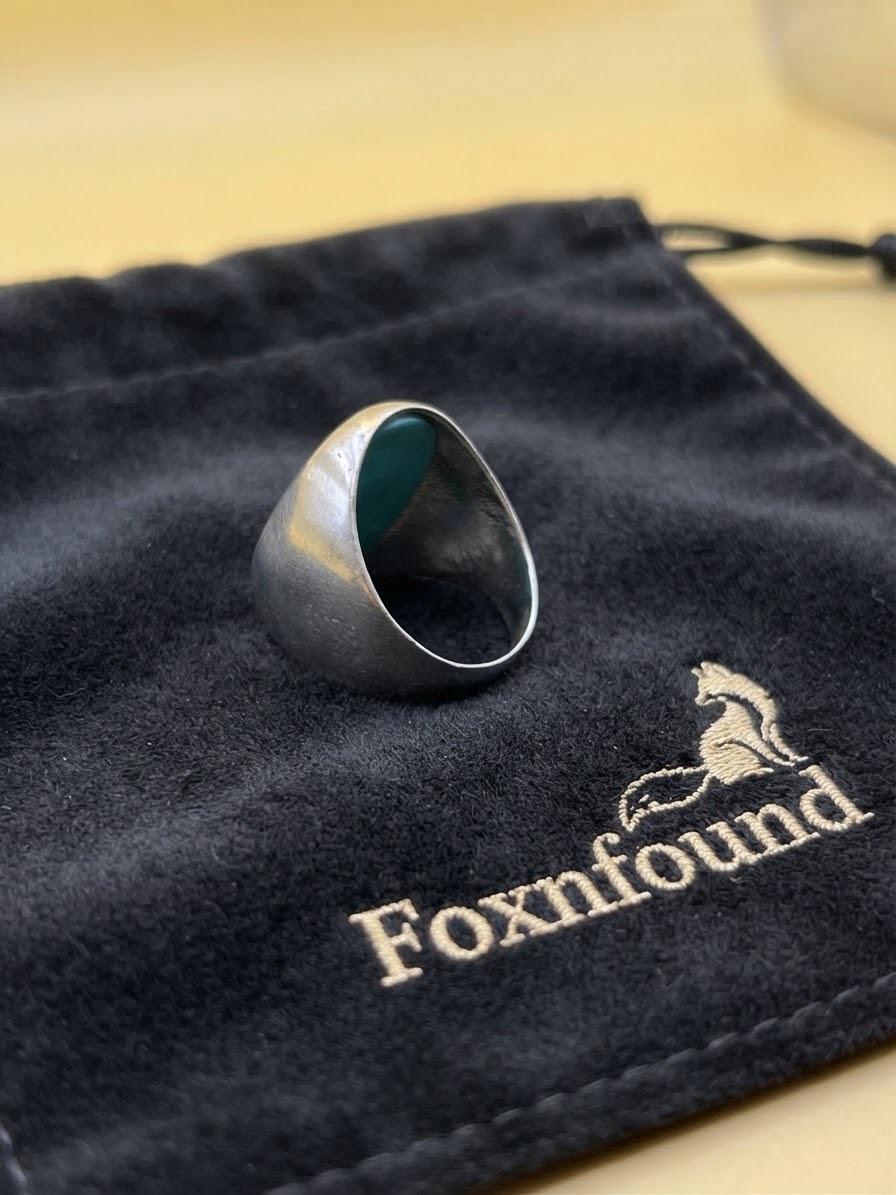 Sterling Silver Tree of Health Turquoise Signet Ring Size N / US 7