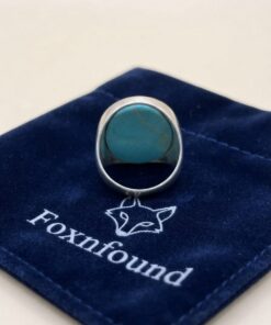 Sterling Silver Tree of Health Turquoise Signet Ring Size N / US 7