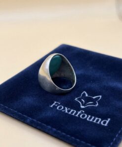 Sterling Silver Tree of Health Turquoise Signet Ring Size N / US 7